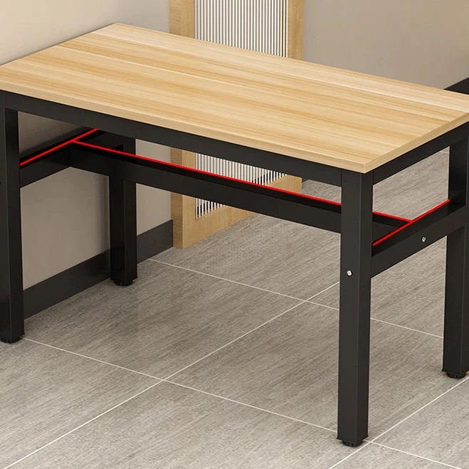 Tavolo da pranzo rettangolare Piano legno con base su cavalletto acciaio Clearhalo