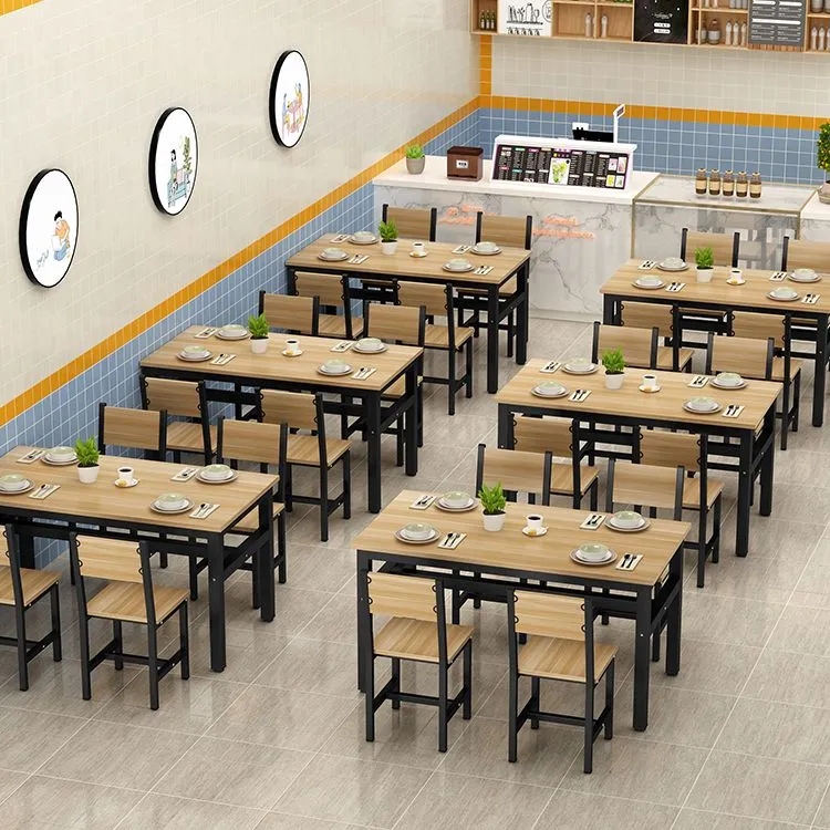 Tavolo da pranzo rettangolare Piano legno con base su cavalletto acciaio Clearhalo