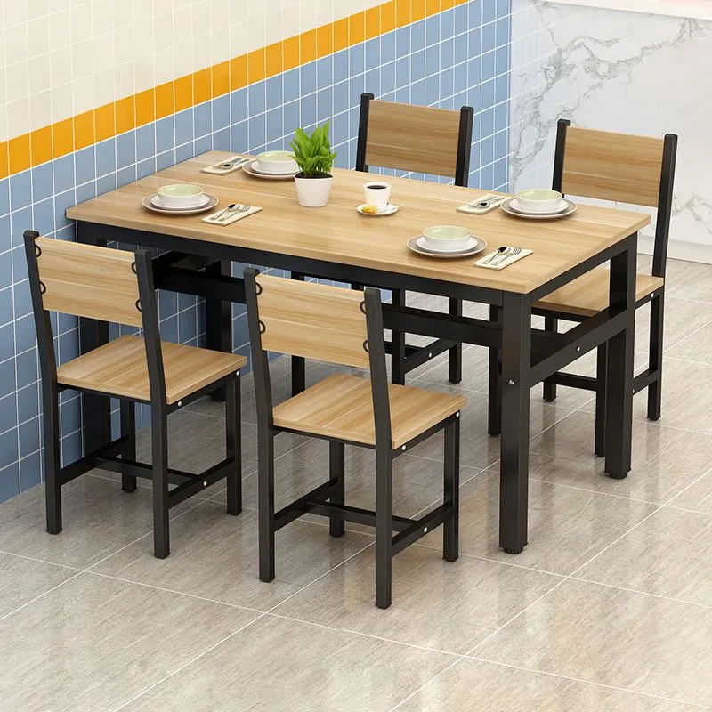 Tavolo da pranzo rettangolare Piano legno con base su cavalletto acciaio Clearhalo
