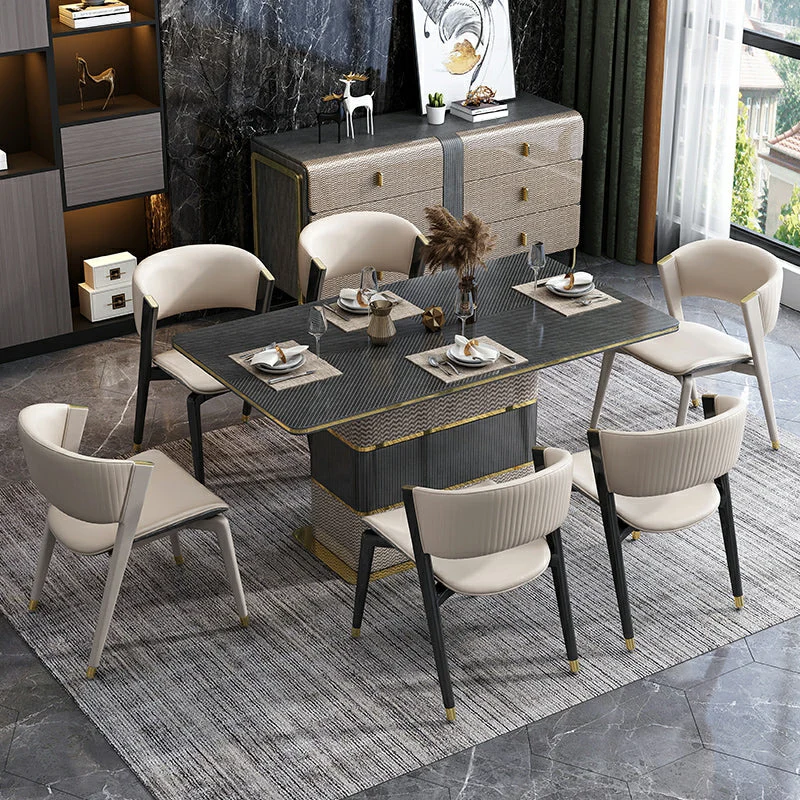 Tavolo da pranzo rettangolare Piano moderno legno con base metallo Clearhalo