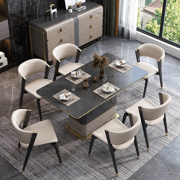 Tavolo da pranzo rettangolare Piano moderno legno con base metallo Clearhalo