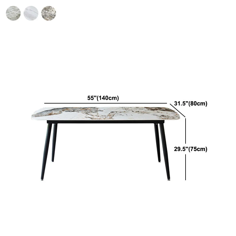 Tavolo da pranzo rettangolare pietra con finitura opaca 4 gambe con base acciaio Clearhalo