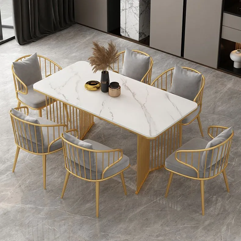 Tavolo da pranzo rettangolare pietra sinterizzata, arredamento moderno bianco e nero con doppio piedistallo Clearhalo
