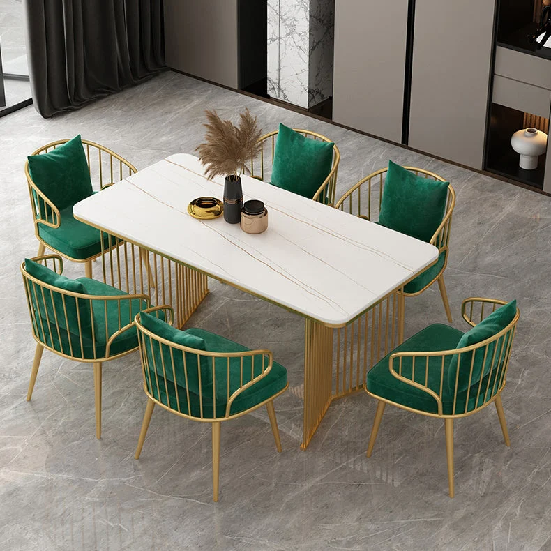 Tavolo da pranzo rettangolare pietra sinterizzata, arredamento moderno bianco e nero con doppio piedistallo Clearhalo