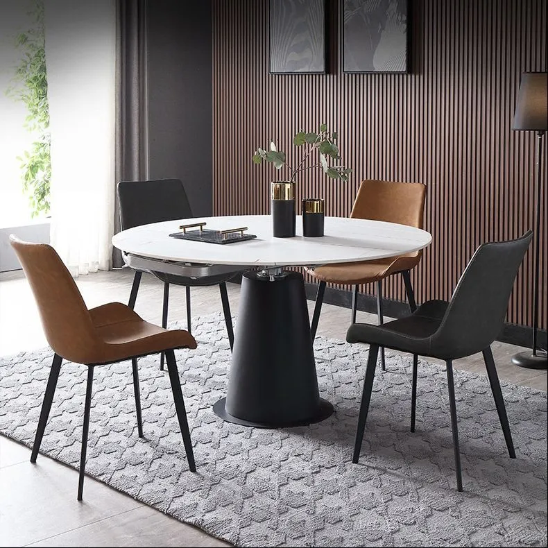 Tavolo da Pranzo Rettangolare Pietra Sinterizzata Arredamento Moderno con Base Piedistallo Clearhalo