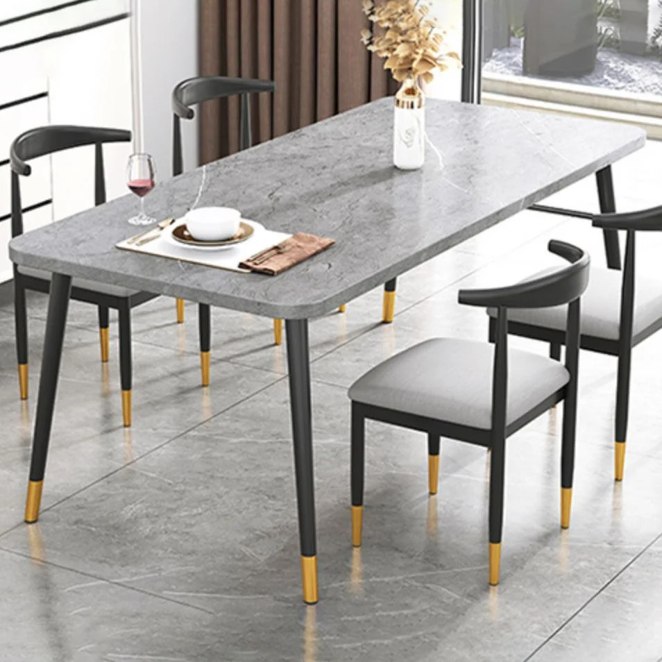 Tavolo da pranzo rettangolare pietra sinterizzata Mobili da pranzo tradizionali di lusso con 4 gambe Clearhalo
