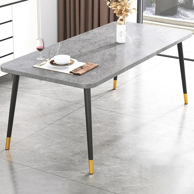 Tavolo da pranzo rettangolare pietra sinterizzata Mobili da pranzo tradizionali di lusso con 4 gambe Clearhalo
