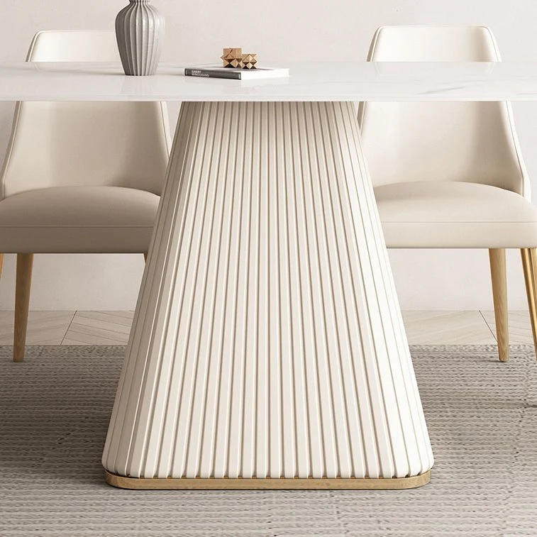 Tavolo da pranzo rettangolare pietra sinterizzata stile moderno con gambe metallo per la casa Clearhalo