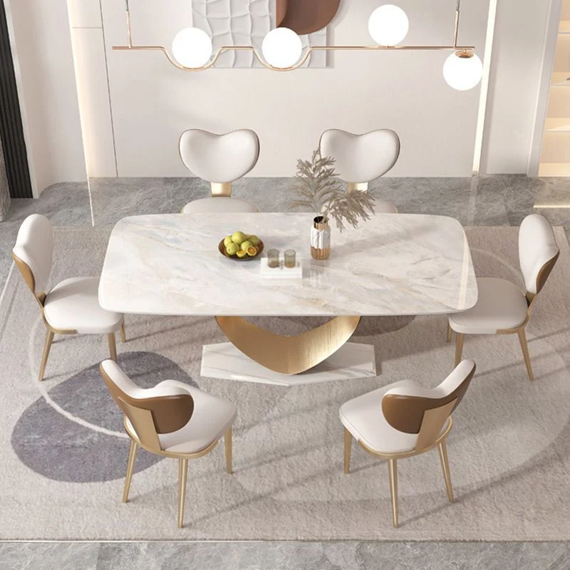 Tavolo da pranzo rettangolare pietra sinterizzata stile Glam per la casa Clearhalo