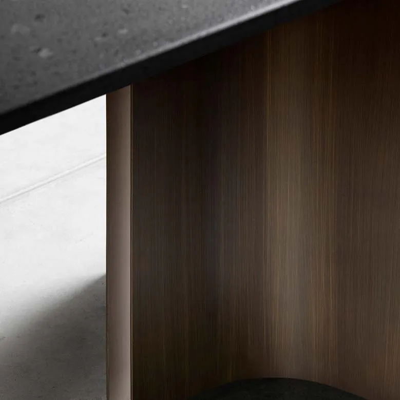Tavolo da pranzo rettangolare pietra sinterizzata stile industriale per cucina Clearhalo