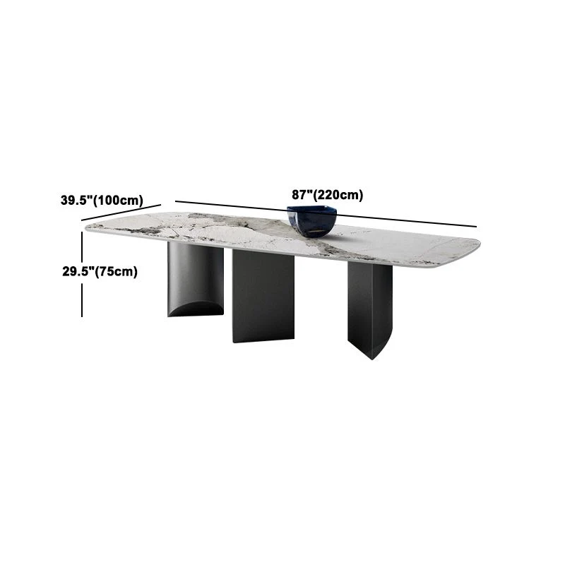Tavolo da pranzo rettangolare pietra sinterizzata stile moderno per cucina Clearhalo