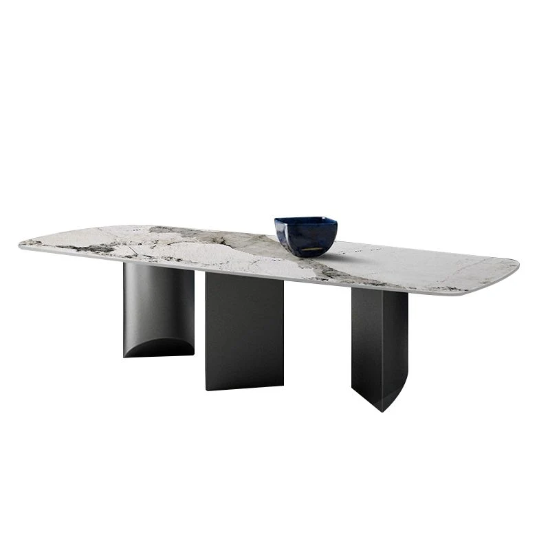 Tavolo da pranzo rettangolare pietra sinterizzata stile moderno per cucina Clearhalo