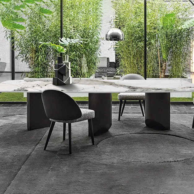 Tavolo da pranzo rettangolare pietra sinterizzata stile moderno per cucina Clearhalo