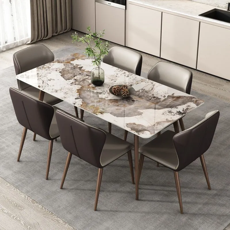 Tavolo da pranzo rettangolare pietra sinterizzata Tavolo da pranzo stile moderno Clearhalo