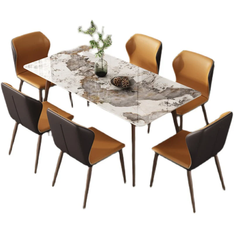 Tavolo da pranzo rettangolare pietra sinterizzata Tavolo da pranzo stile moderno Clearhalo