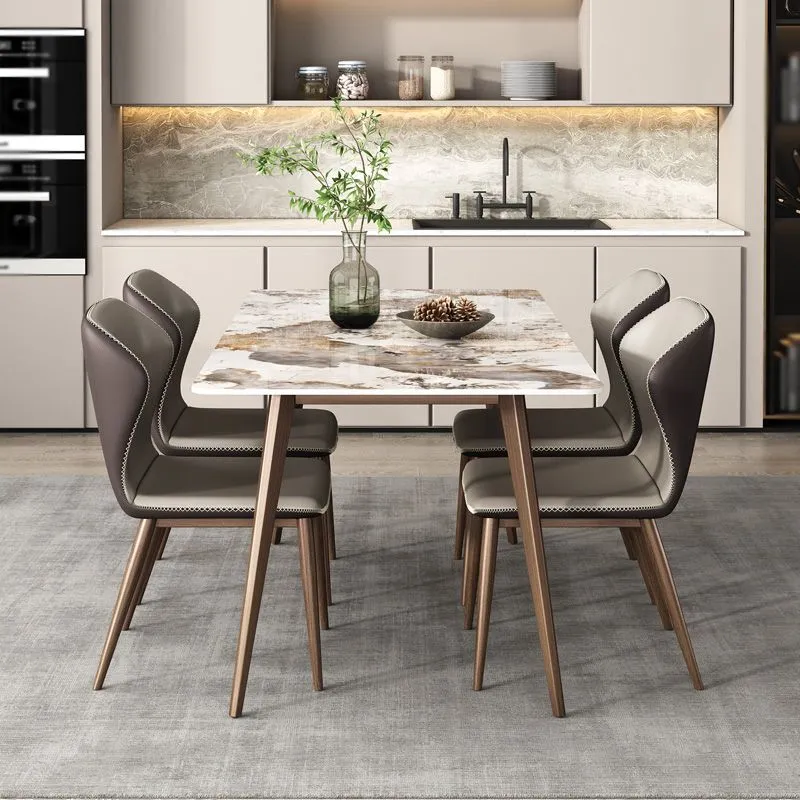 Tavolo da pranzo rettangolare pietra sinterizzata Tavolo da pranzo stile moderno Clearhalo