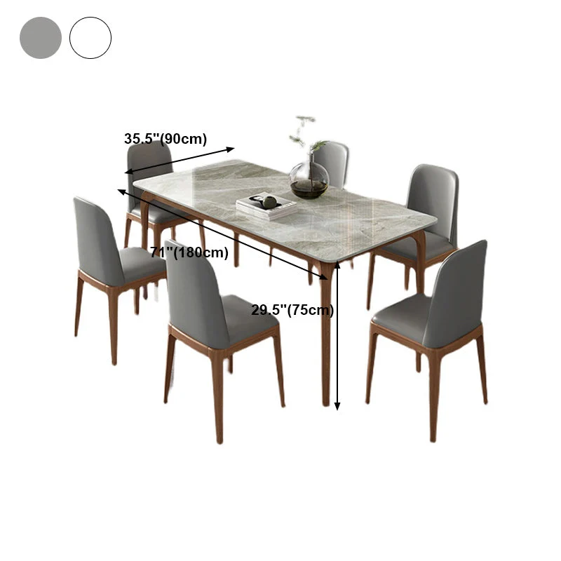 Tavolo da pranzo rettangolare pietra sinterizzata tavolo retrò moderno con 4 gambe Clearhalo