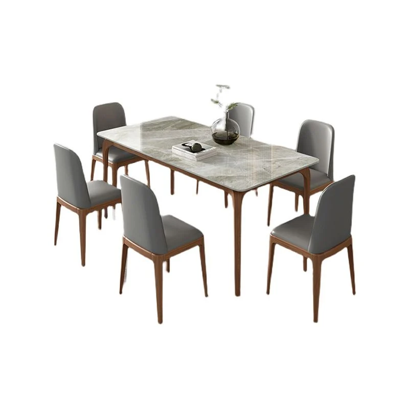 Tavolo da pranzo rettangolare pietra sinterizzata tavolo retrò moderno con 4 gambe Clearhalo