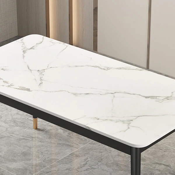 Tavolo da pranzo rettangolare pietra stile moderno, altezza standard, con 4 gambe Clearhalo