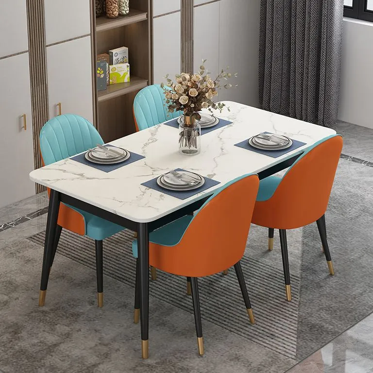 Tavolo da pranzo rettangolare pietra stile moderno, altezza standard, con 4 gambe Clearhalo