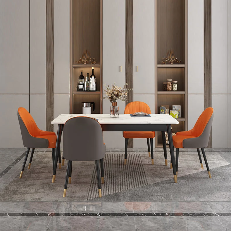 Tavolo da pranzo rettangolare pietra stile moderno, altezza standard, con 4 gambe Clearhalo