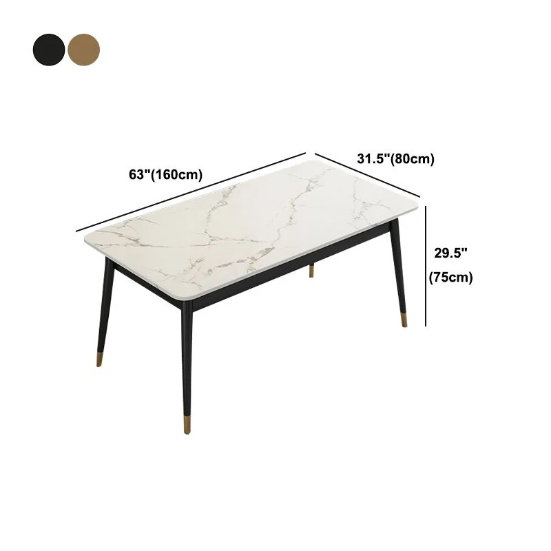 Tavolo da pranzo rettangolare pietra stile moderno, altezza standard, con 4 gambe Clearhalo