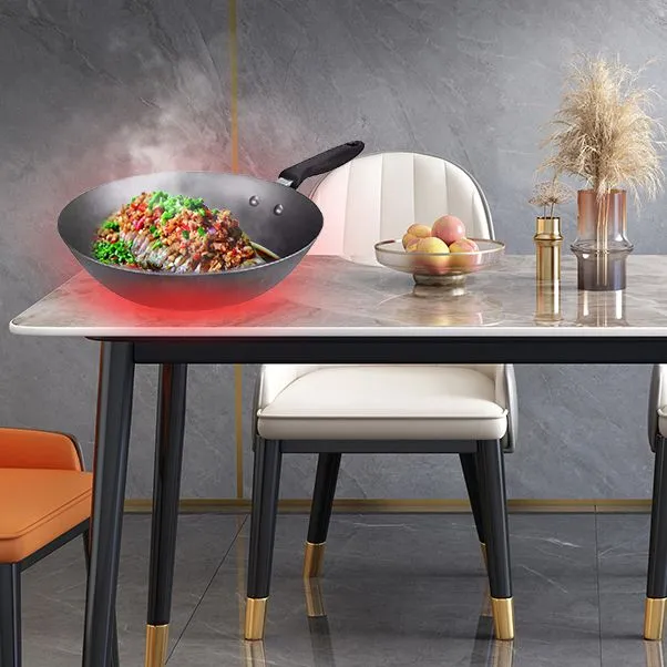 Tavolo da pranzo rettangolare pietra Tavolo da pranzo di lusso per sala da pranzo Clearhalo