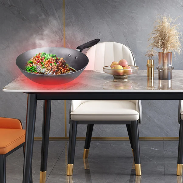 Tavolo da pranzo rettangolare pietra Tavolo da pranzo di lusso per sala da pranzo Clearhalo