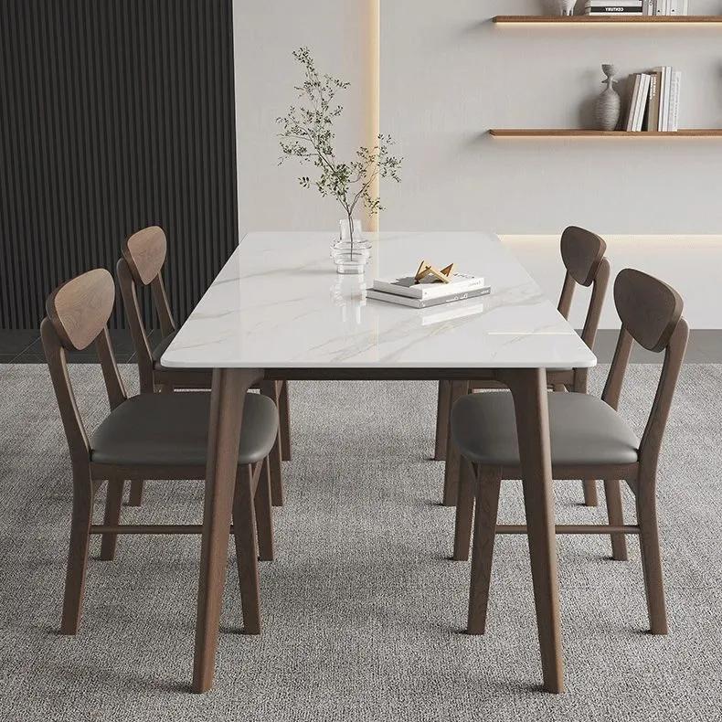 Tavolo da pranzo rettangolare pietra Tavolo da pranzo 4 gambe legno massello per cucina Clearhalo