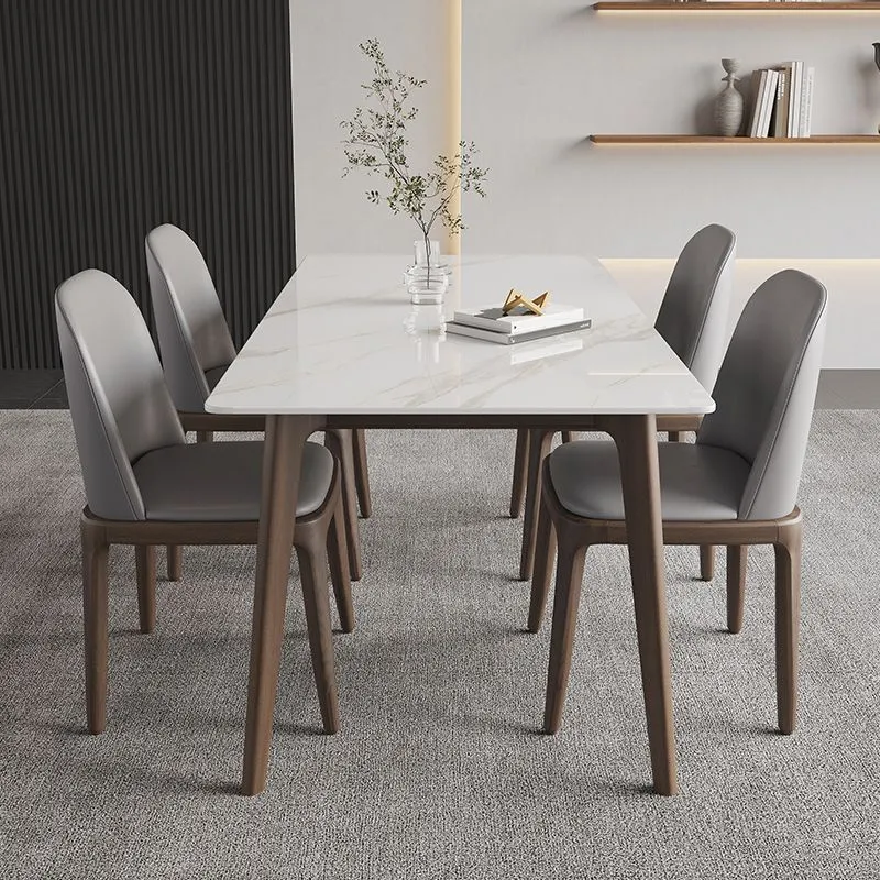Tavolo da pranzo rettangolare pietra Tavolo da pranzo 4 gambe legno massello per cucina Clearhalo