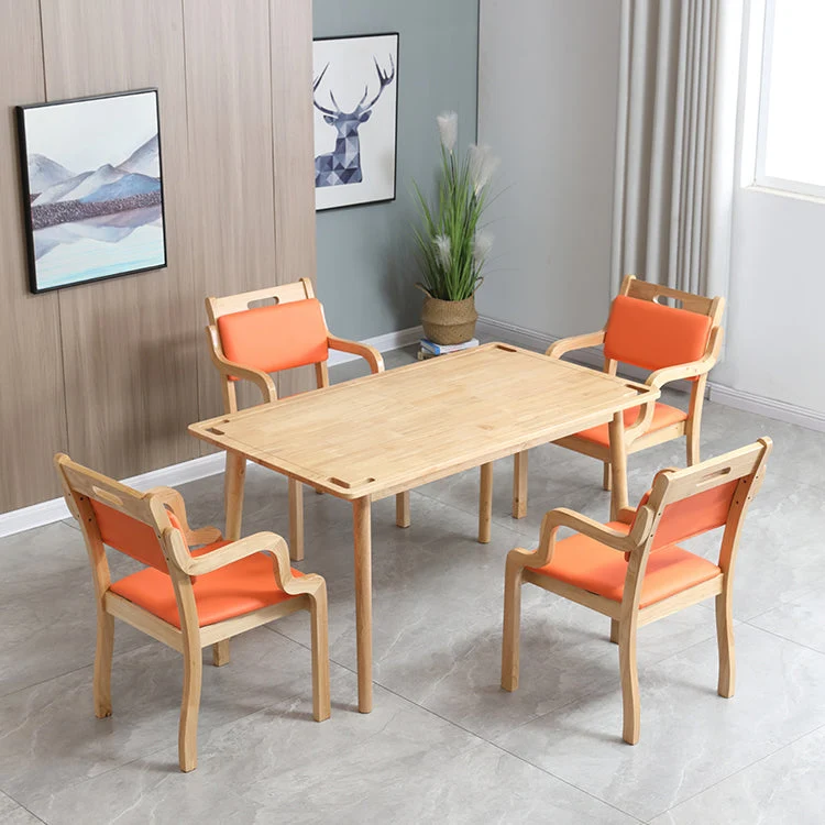 Tavolo da pranzo rettangolare rovere naturale da 55,1 pollici. Piano legno massello con 4 gambe Clearhalo