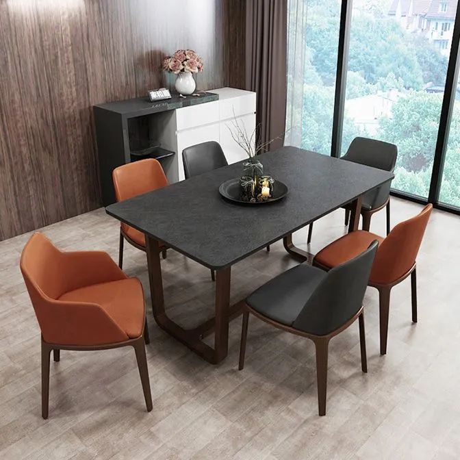 Tavolo da pranzo rettangolare Simplicity Collezione da sala da pranzo pietra con base cavalletto Clearhalo