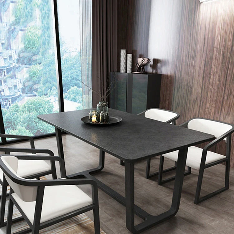 Tavolo da pranzo rettangolare Simplicity Collezione da sala da pranzo pietra con base cavalletto Clearhalo