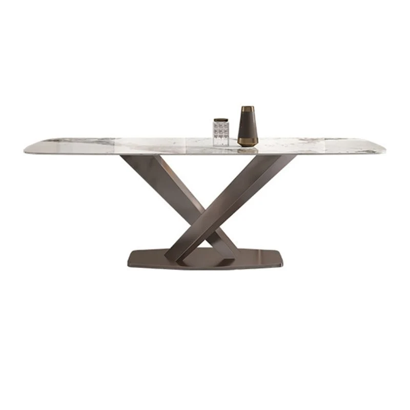 Tavolo da pranzo rettangolare stile Glam Tavolo da pranzo pietra sinterizzata per uso domestico Clearhalo