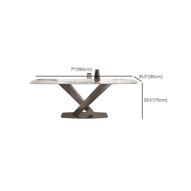 Tavolo da pranzo rettangolare stile Glam Tavolo da pranzo pietra sinterizzata per uso domestico Clearhalo