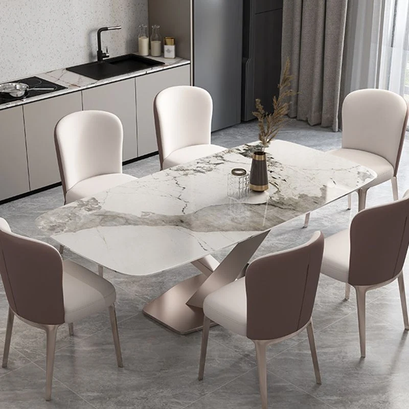 Tavolo da pranzo rettangolare stile Glam Tavolo da pranzo pietra sinterizzata per uso domestico Clearhalo