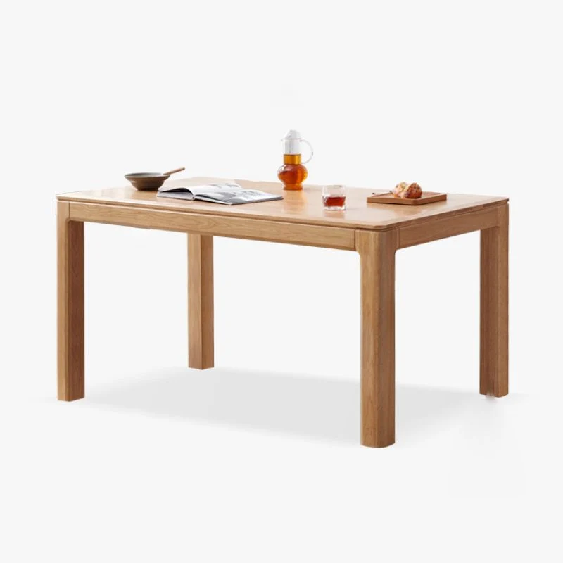 Tavolo da pranzo rettangolare stile moderno legno massello di rovere naturale Clearhalo