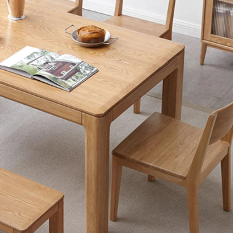 Tavolo da pranzo rettangolare stile moderno legno massello di rovere naturale Clearhalo