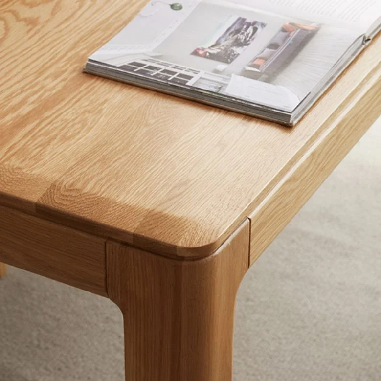 Tavolo da pranzo rettangolare stile moderno legno massello di rovere naturale Clearhalo