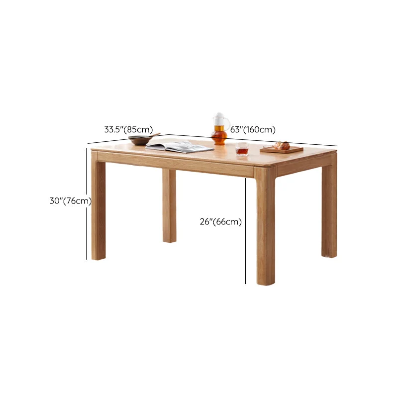 Tavolo da pranzo rettangolare stile moderno legno massello di rovere naturale Clearhalo