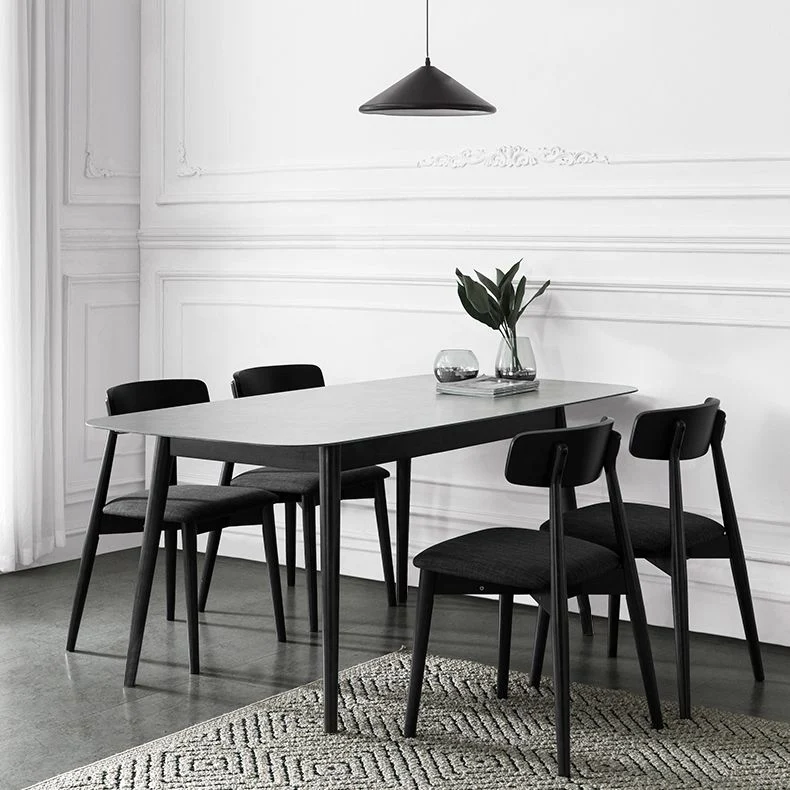 Tavolo da pranzo rettangolare stile moderno pietra grigia per cucina Clearhalo