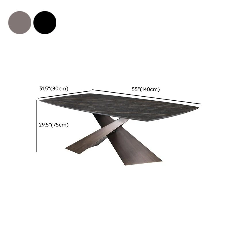 Tavolo da pranzo rettangolare stile moderno Tavolo pietra sinterizzata con gambe metallo per cucina Clearhalo