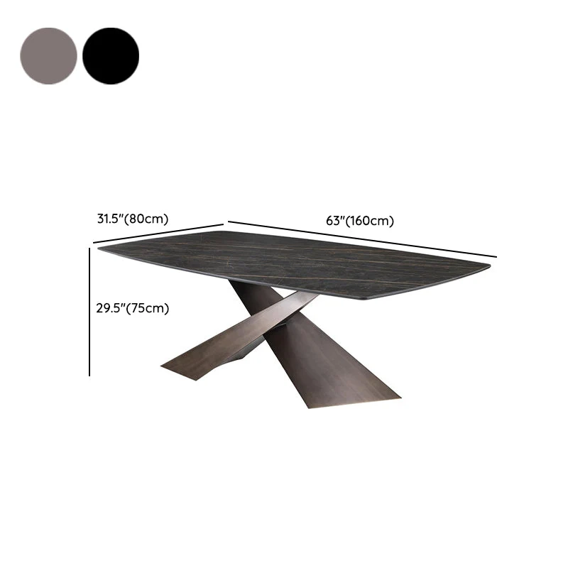 Tavolo da pranzo rettangolare stile moderno Tavolo pietra sinterizzata con gambe metallo per cucina Clearhalo