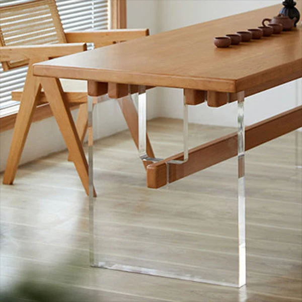 Tavolo da pranzo rettangolare stile moderno Tavolo legno con gambe plastica per la casa Clearhalo