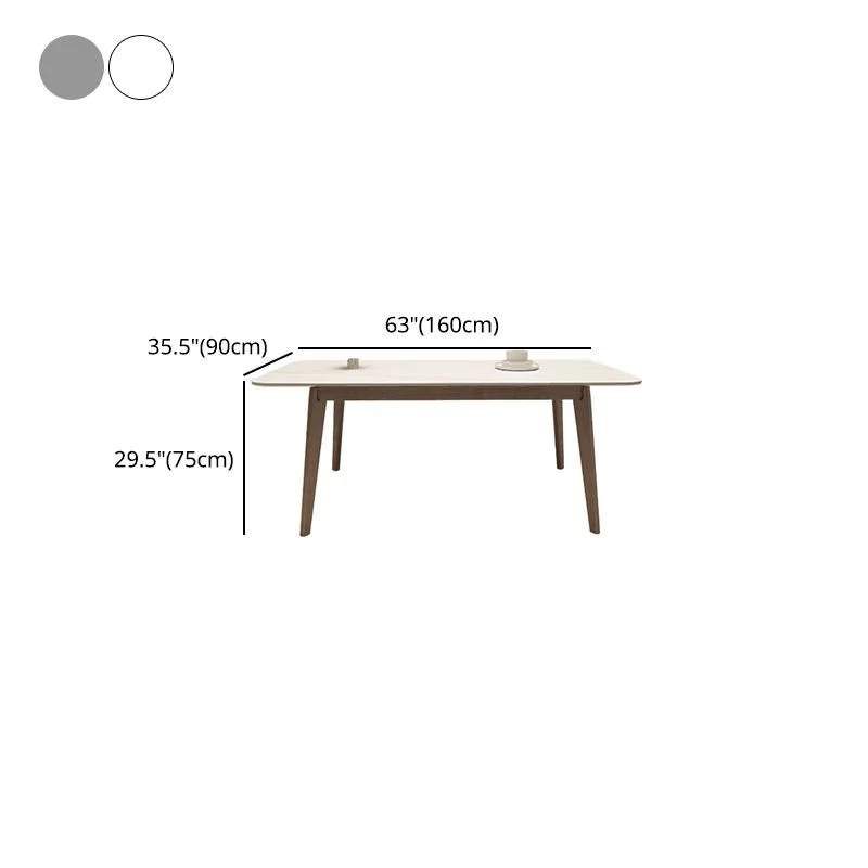 Tavolo da pranzo rettangolare stile Shaker con 4 gambe marroni legno massello Clearhalo
