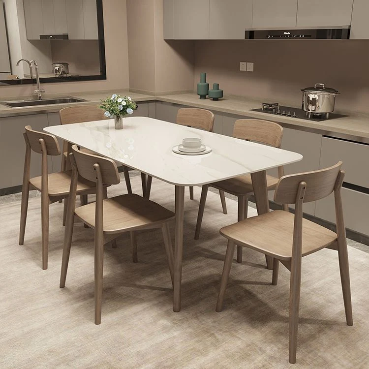 Tavolo da pranzo rettangolare stile Shaker con 4 gambe marroni legno massello Clearhalo