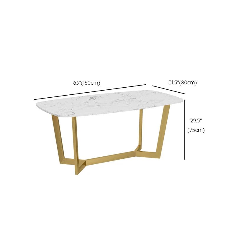 Tavolo da pranzo rettangolare tavolo da cucina bianco - oro Clearhalo
