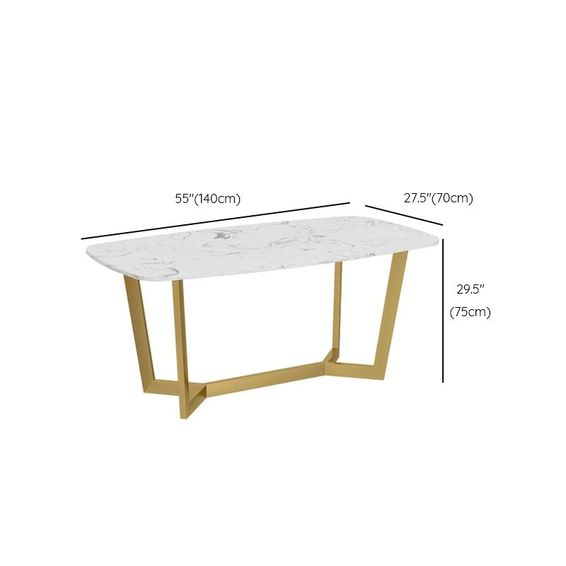 Tavolo da pranzo rettangolare tavolo da cucina bianco - oro Clearhalo