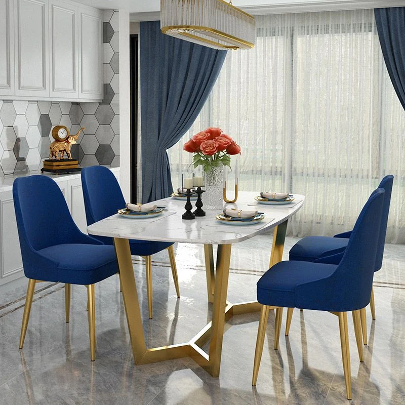 Tavolo da pranzo rettangolare tavolo da cucina bianco - oro Clearhalo