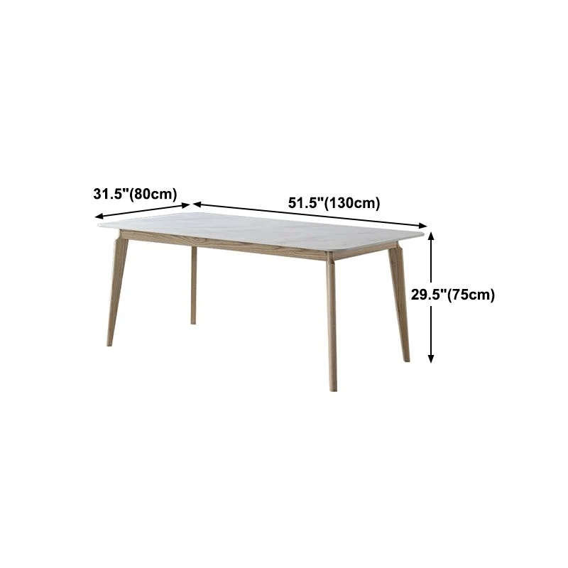 Tavolo da pranzo rettangolare Tavolo fisso tono bianco con piano pietra sinterizzata Clearhalo